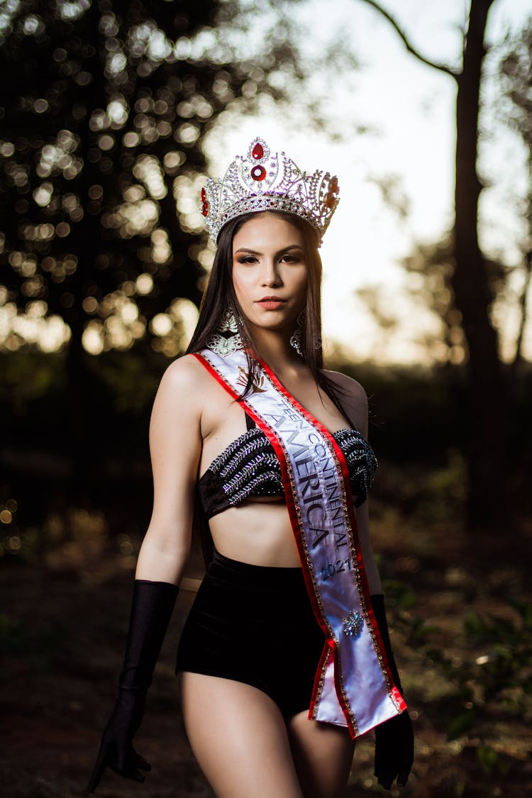 Beautiful Woman With Sash And Crown 