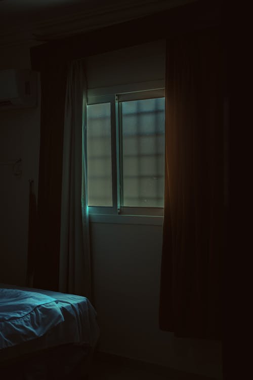 White Window between Curtains 