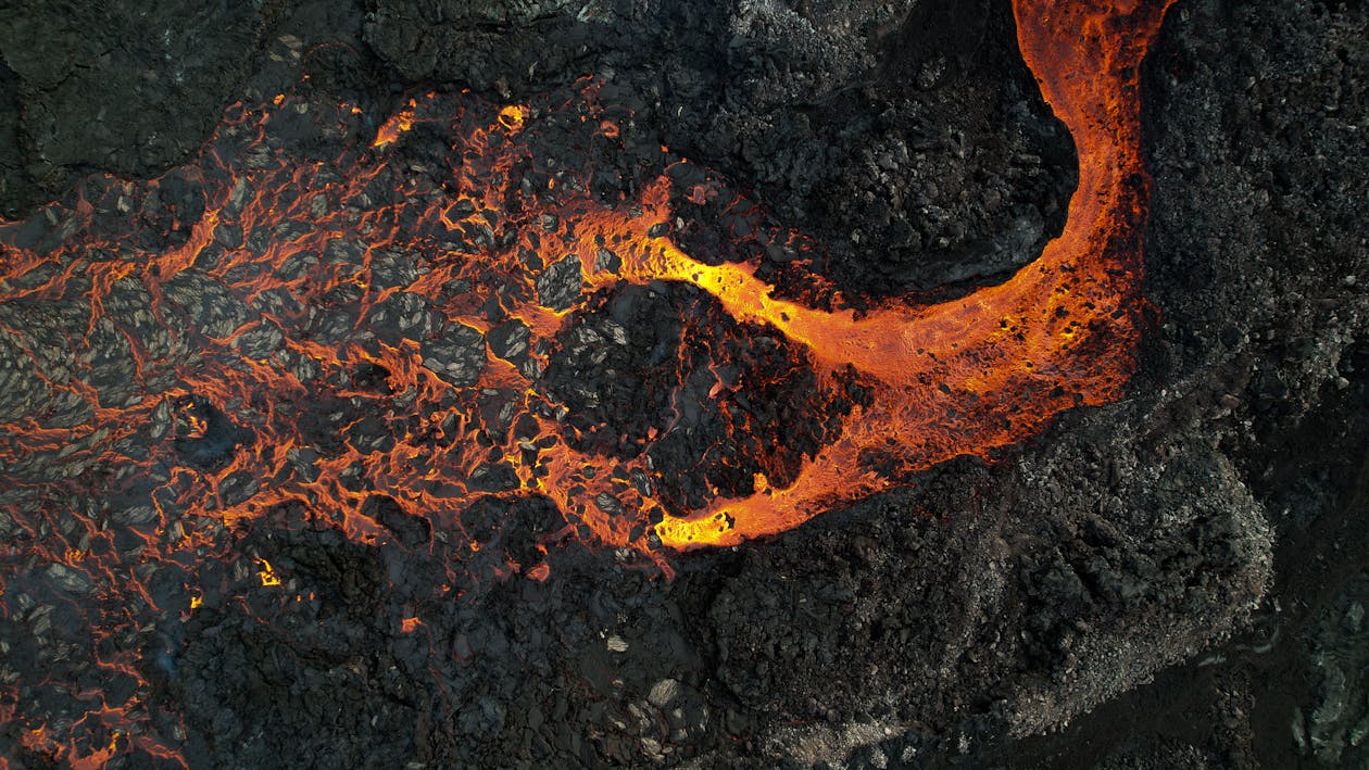 Aerial View of a Volcanic Eruption 