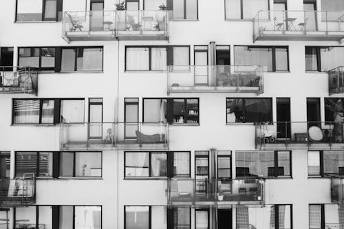 Grayscale Photo of High-rise Building