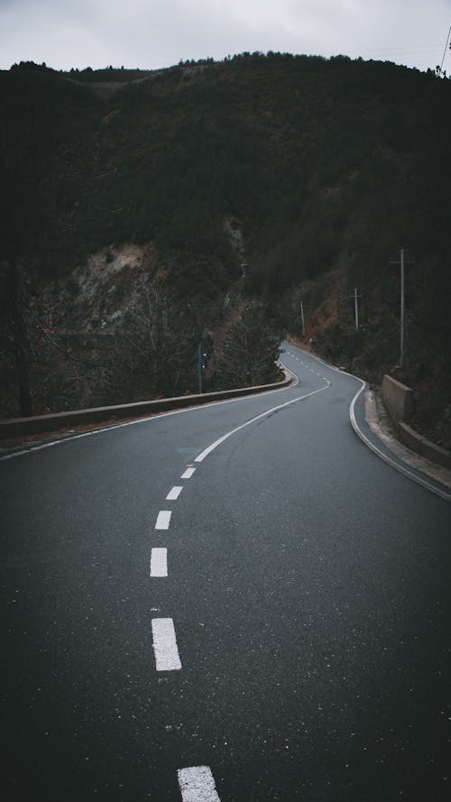 Empty Asphalt Road Mountains Landscape