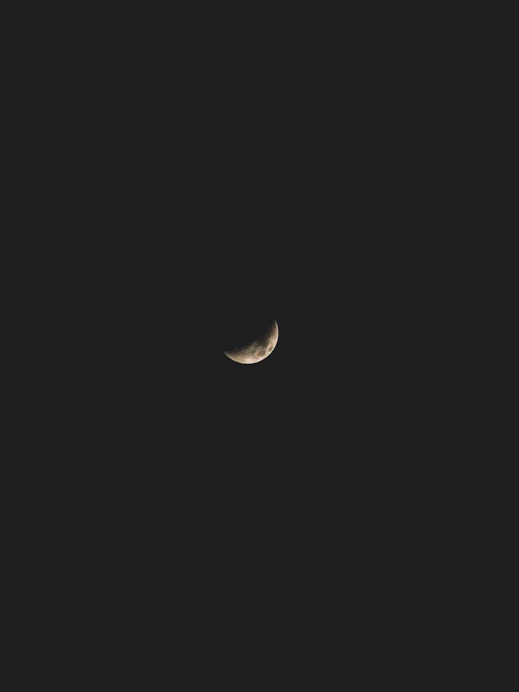 A Crescent Moon On Dark Sky