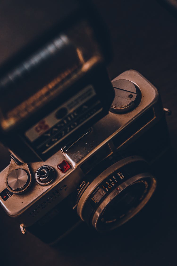 High Angle Shot Of An Analog Camera 