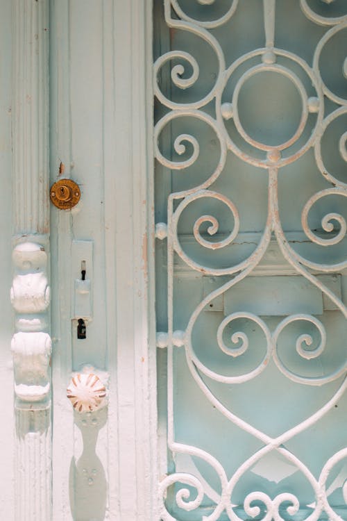 Old White Wooden Doors with Gates