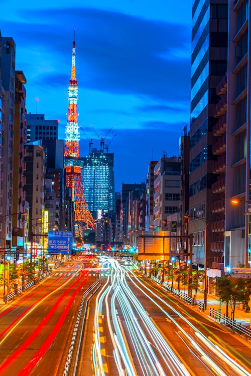 东京塔, 光迹, 地標 的 免费素材图片