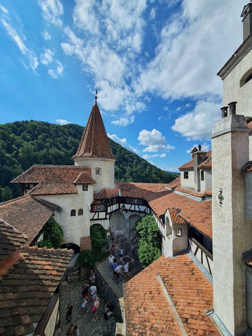 People at the Courtyard of Bran Castle