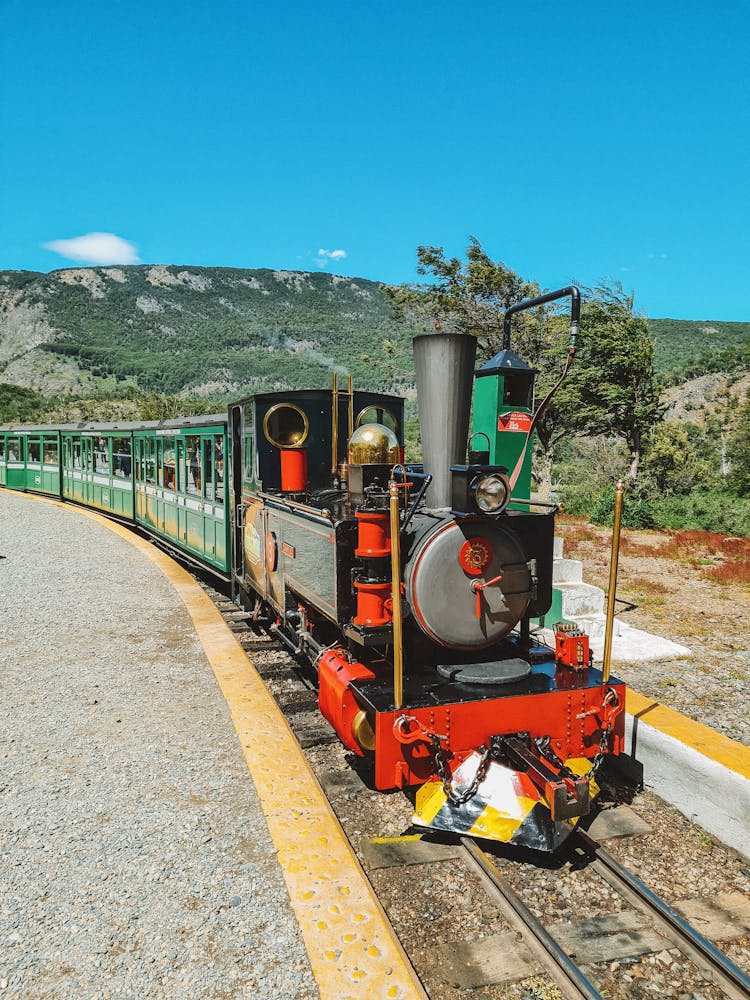 Retro Locomotive Pulling Wagons