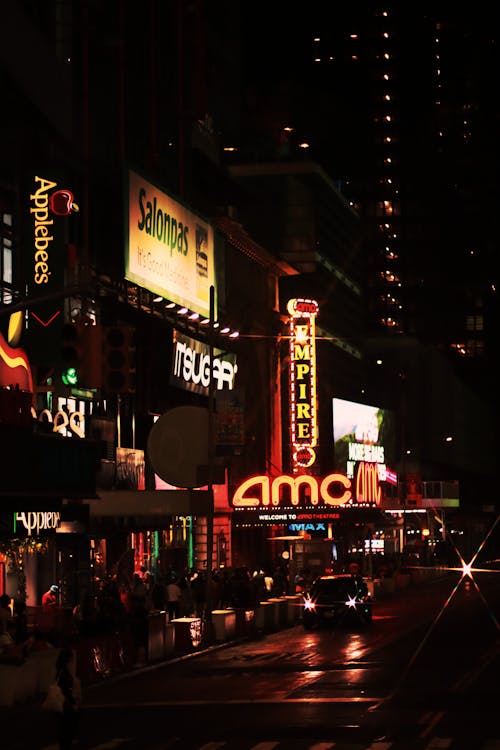 People Walking on Street during Night Time