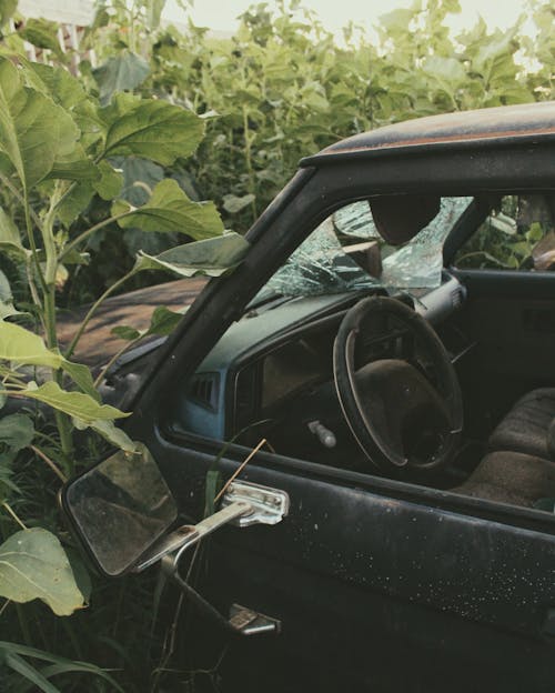 Close Up Shot of an Abandoned Car