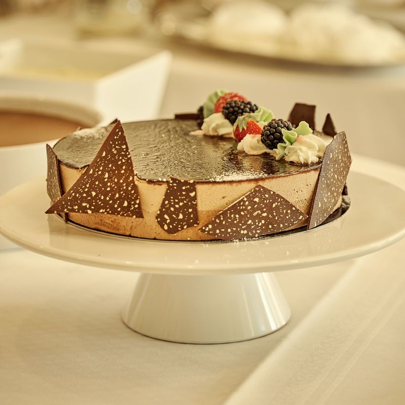 Eid Table Showstopper Mastic Mousse Tower with Berry Coulis