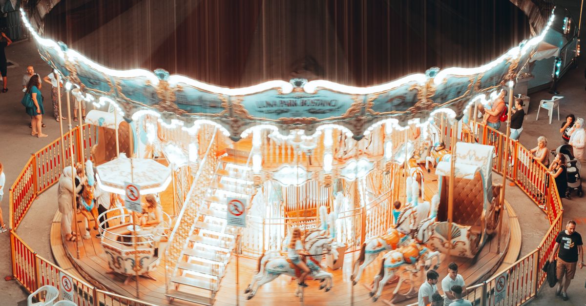 Aerial Carousel Aerial View of an Illuminated Carousel · Free Stock Photo