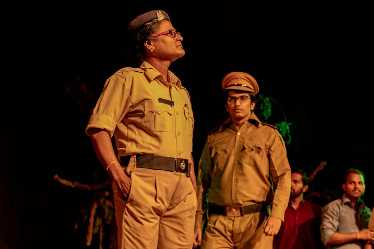 Men In Brown Police Uniform