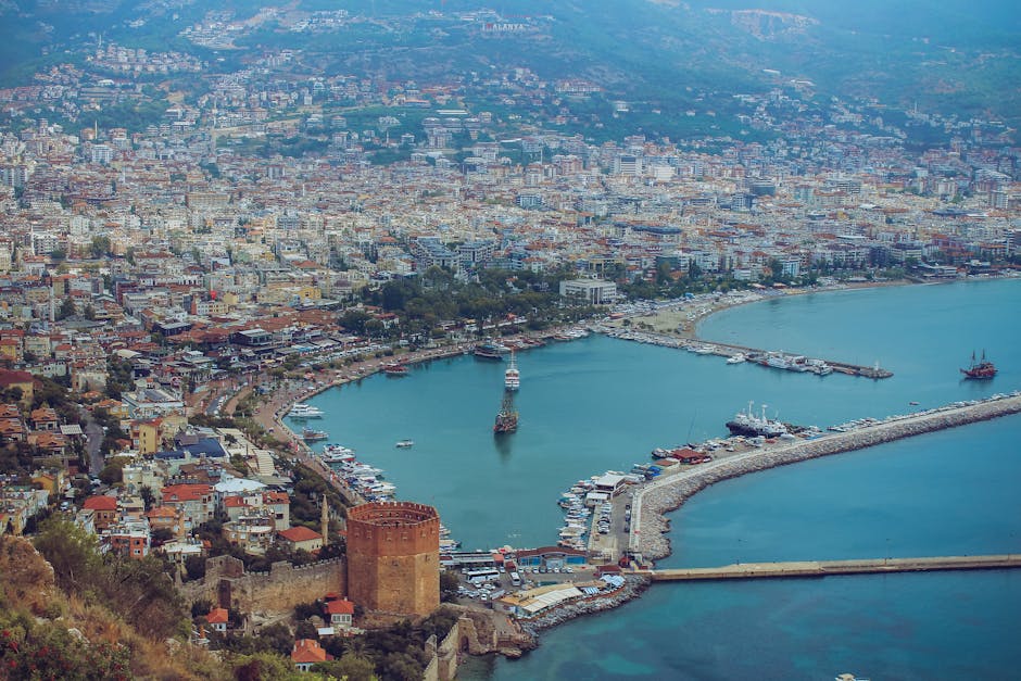 Aerial View of Antalya Harbor in Turkey