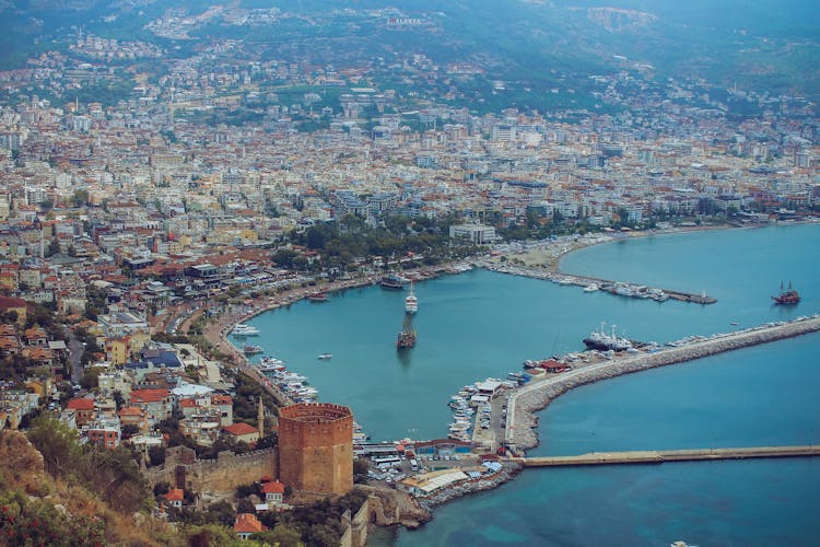 Aerial View Of Antalya Harbor In Turkey