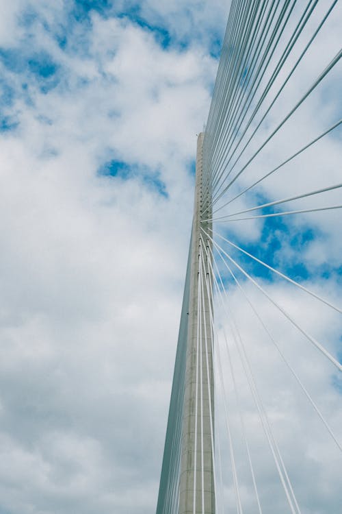 Low Angle Shot of a Suspension Bridge 