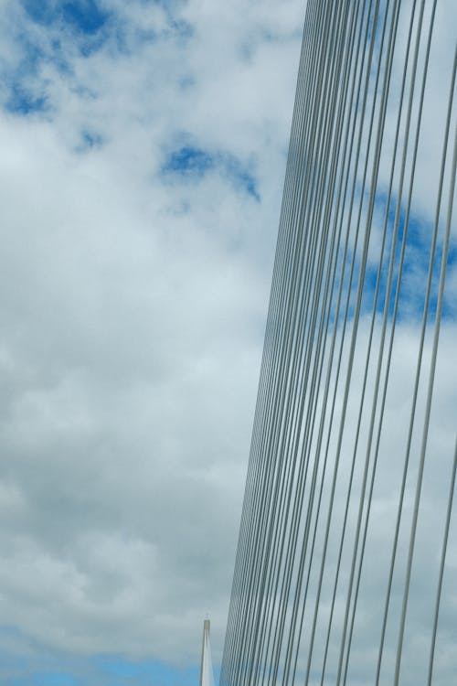 Low Angle Shot of a Suspension Bridge