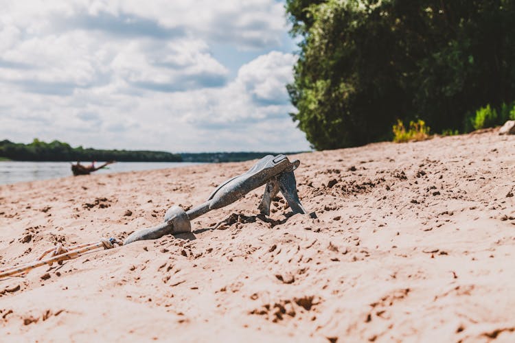 Gray Sand Anchor Near Seashore