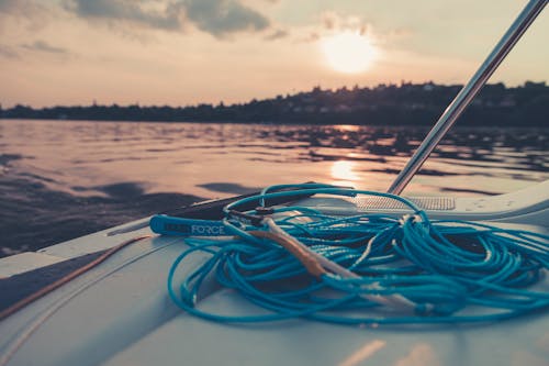 Blue Rope On White Powerboat