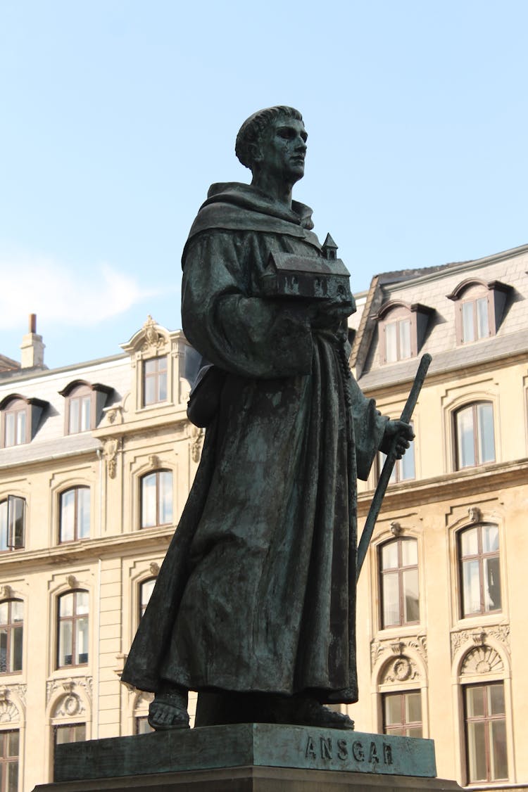 Statue Of Ansgar Near Building