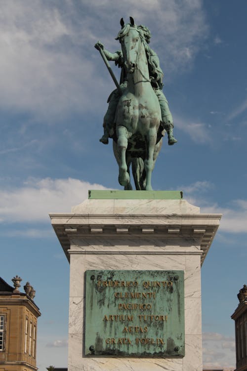 Man Riding Horse Statue Under Blue Sky