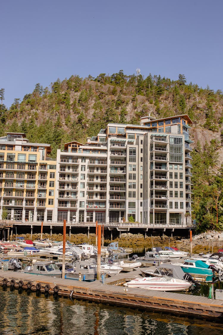 Hotel Building On Beach Near Port