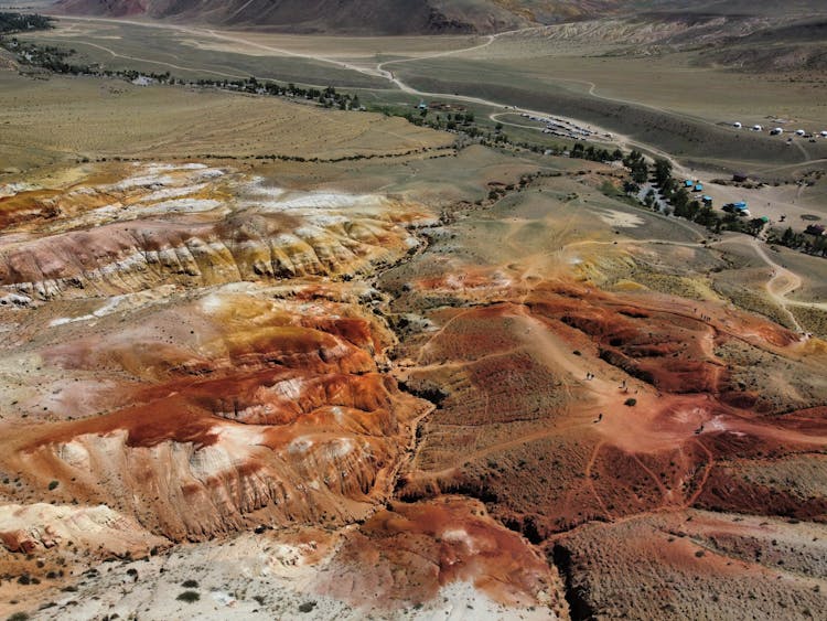 Drone Shot Of Cracks On Land