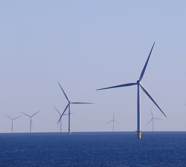 Wind Turbines On The Sea