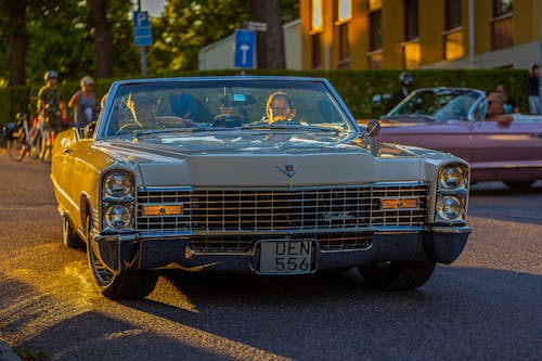 Close-Up Photo of Classic Cadillac on Road