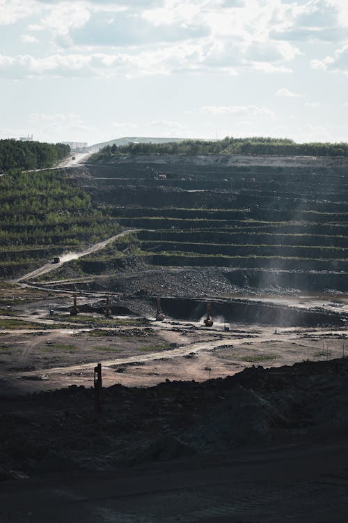 View of Open Pit Mine on Sunny Day