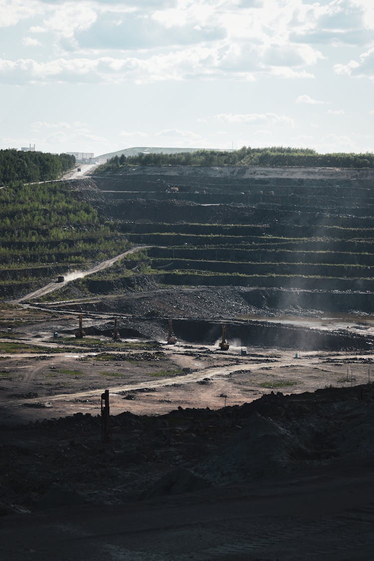 View Of Open Pit Mine On Sunny Day