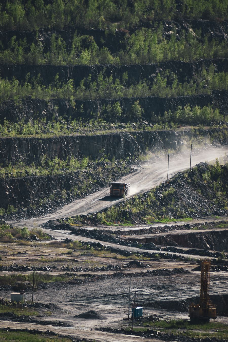Heavy tipper truck on a haul road