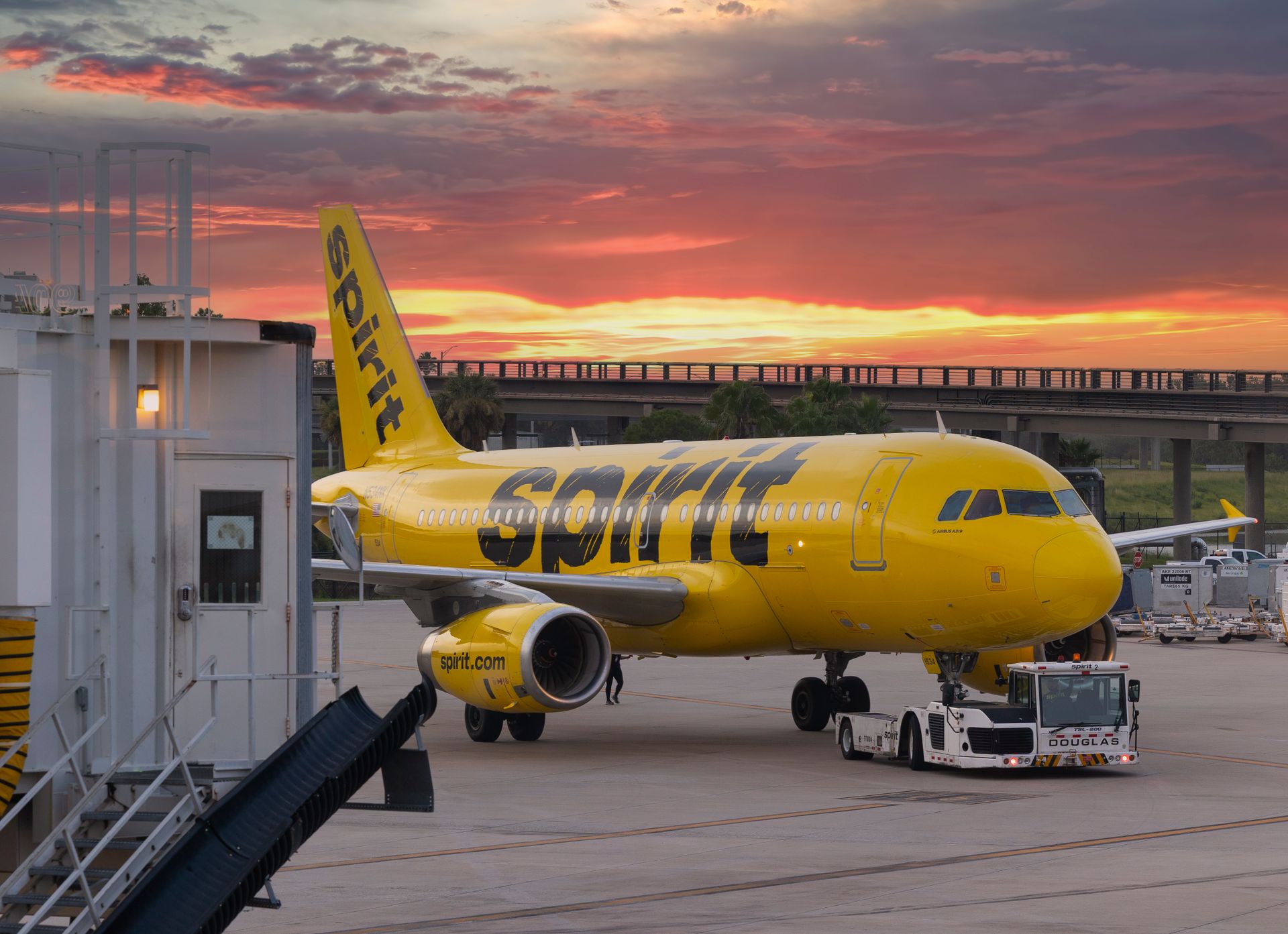 Spirit Airlines aircraft landing at Miami runway