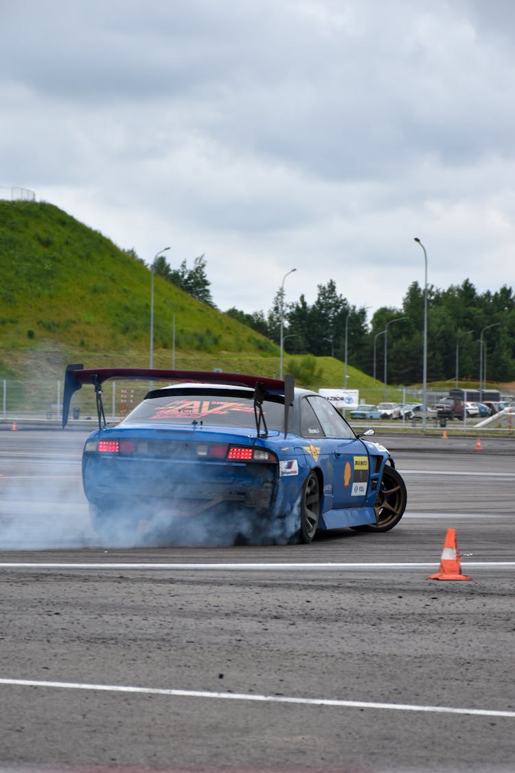 Blue Car Drifting