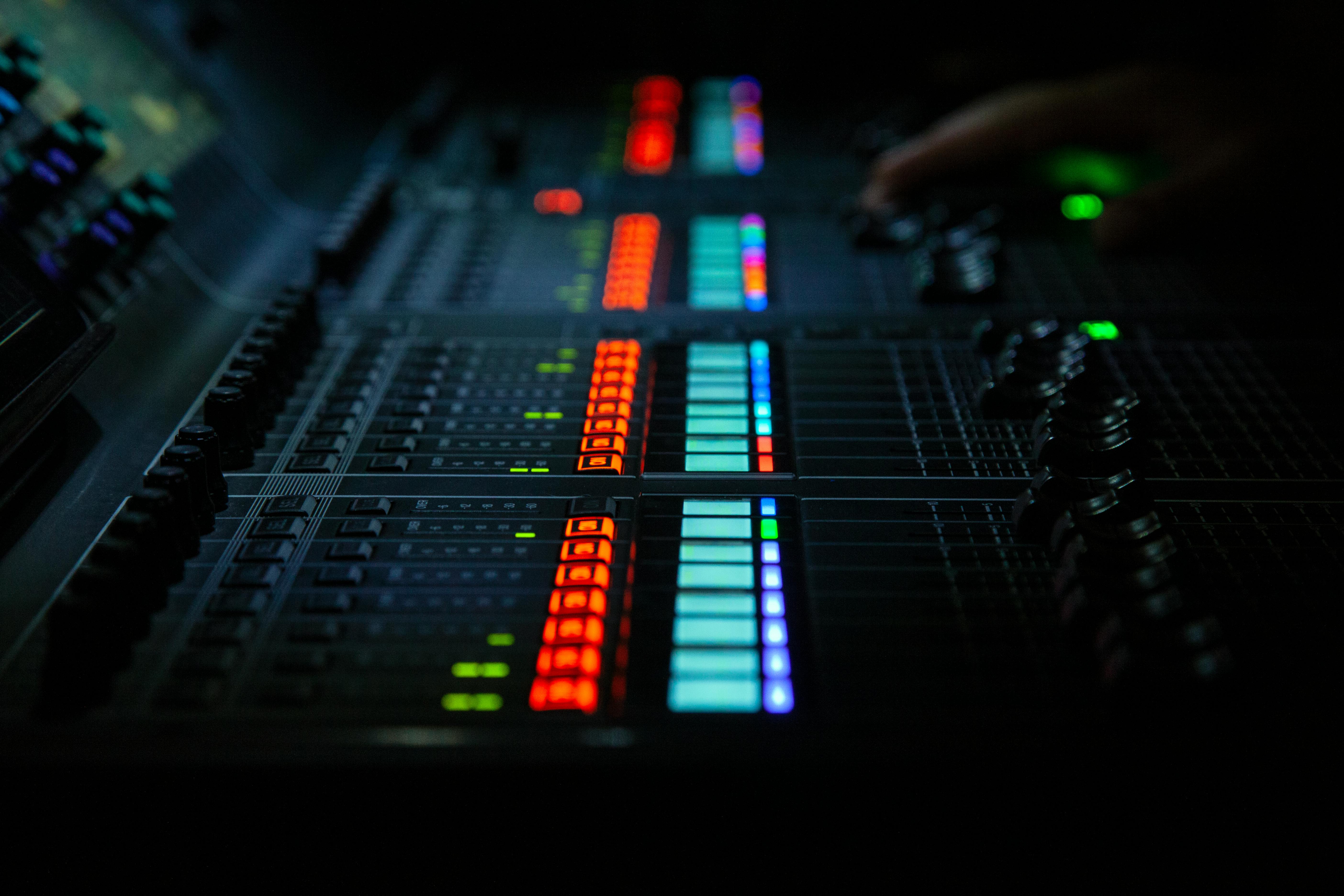 Free stock photo of audio mixer, lights, mixer