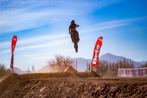 Man Riding Motocross Dirt Bike Faire Stunt