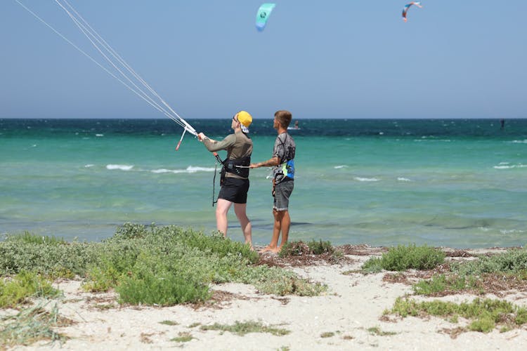 Man Teaching Kitesurfing 