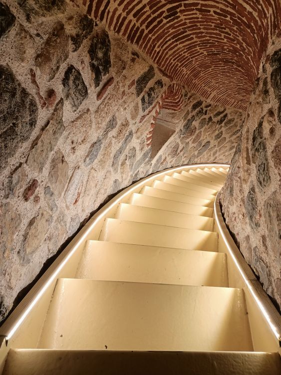Illuminated Staircase Inside The Galata Tower Free Stock Photo illuminated-staircase-inside-the-galata-tower-free-stock-photo