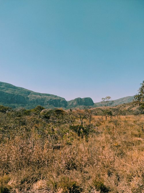 Free Scenic view of rocky mountains in Santana do Riacho, Brazil under a clear blue sky. Stock Photo