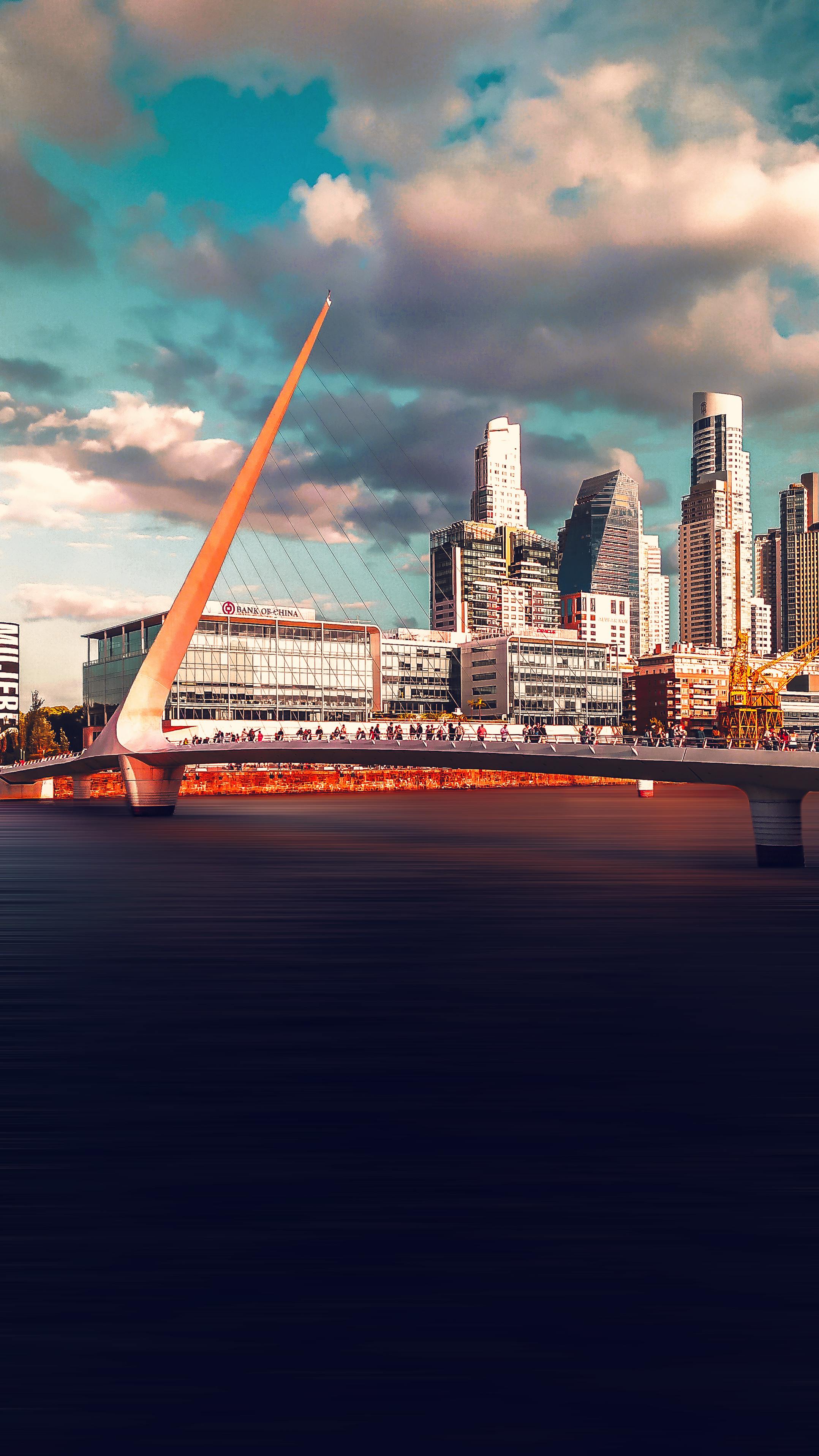 Skyline with the Womans Bridge in Buenos Aires, Argentina · Free Stock Photo