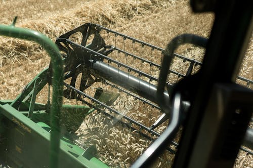 Free View from inside a harvester Stock Photo