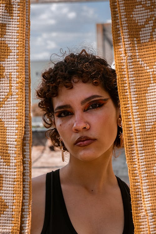 Portrait of Beautiful Woman with Eye Makeup