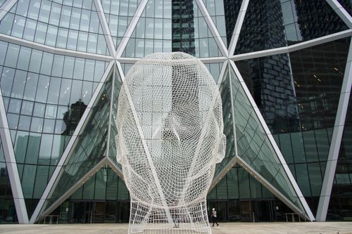 Free The iconic Wonderland sculpture in front of The Bow building in Calgary, Canada. Stock Photo