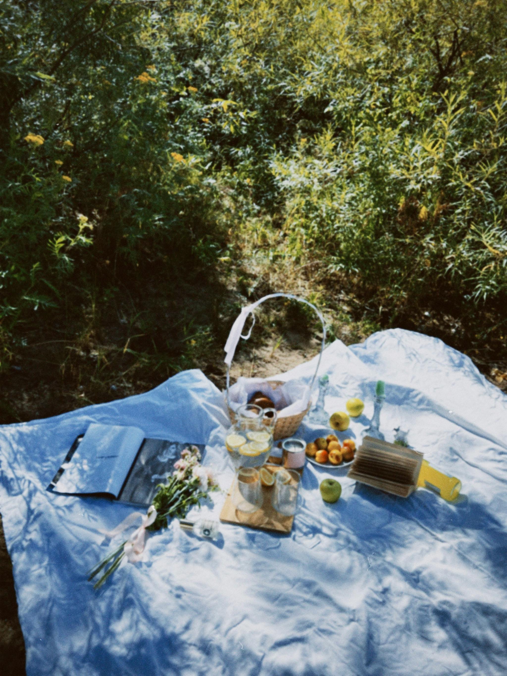 White Picnic Blanket on the Ground · Free Stock Photo
