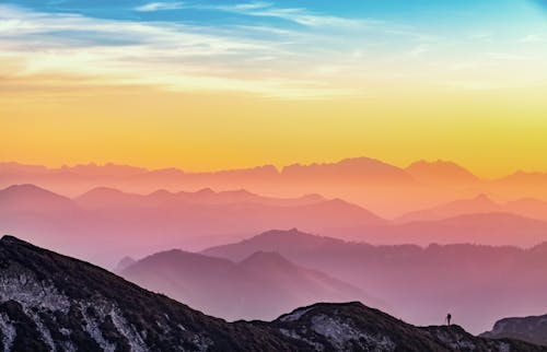 Free Silhouette Of Mountains Stock Photo