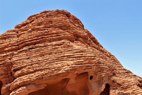 Free Stunning red rock formations against a clear blue sky, showcasing natural texture patterns. Stock Photo