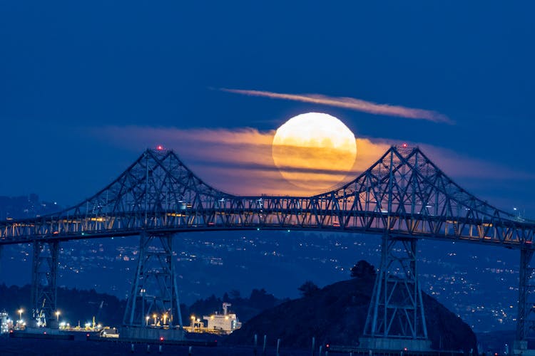 Silhouette Of San Rafael Bridge During Night Time