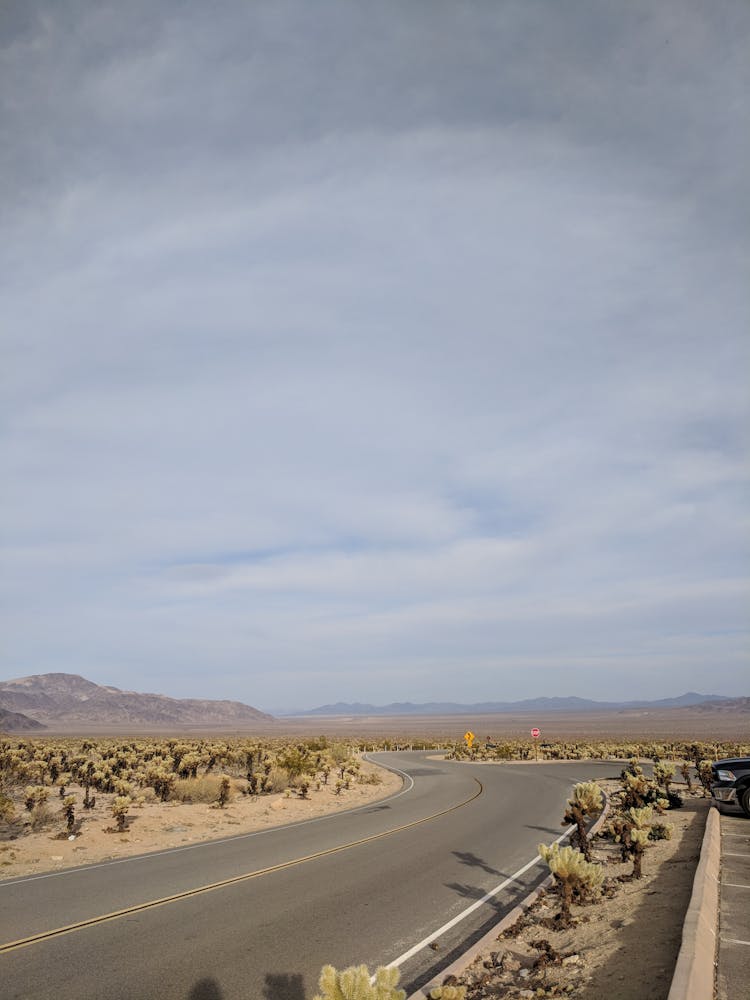 Road Across Open Plains In Desert