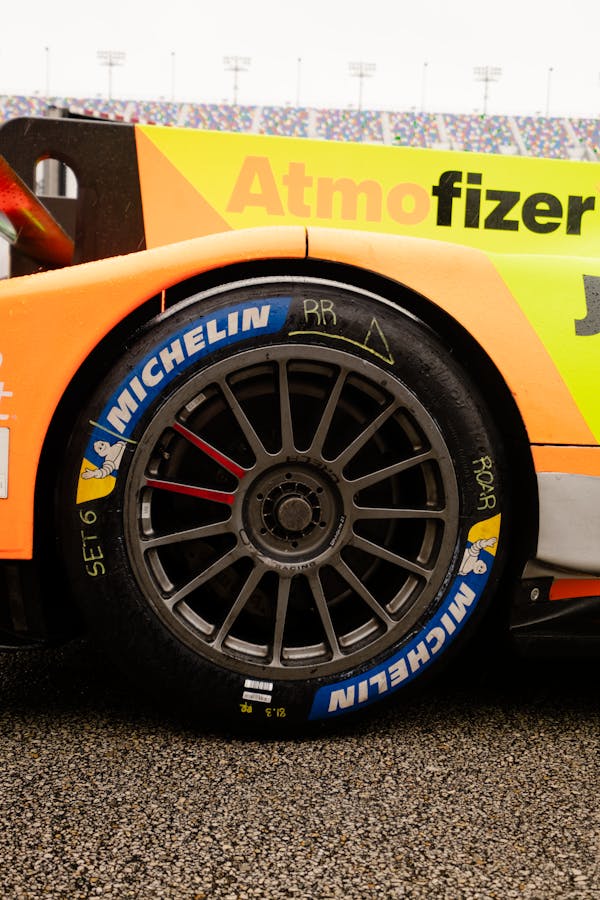Yellow and Orange Racing Car in Close Up Shot
