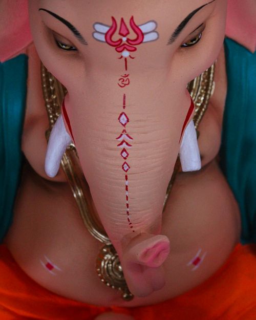 Free Detailed close-up of a Ganesha sculpture in Nagothane, showcasing Indian artistry. Stock Photo