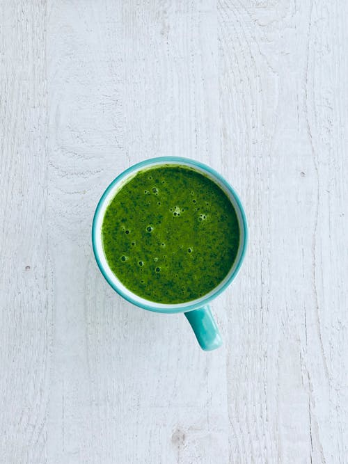 Green Smoothie on a Ceramic Cup